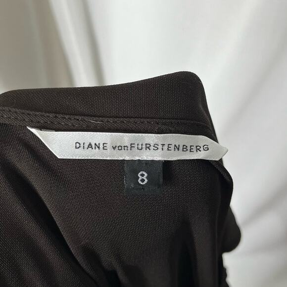 Diane Von Furstenberg Brown Safari Style Wrap Dress Size 8 - Picture 4 of 5